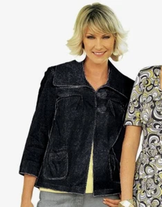 NEU SCHWARZ  MODISCHE BLUSEN-JACKE A-LINIE WEITER KRAGEN GR 34 CHEER D*616117 - Bild 1 von 3