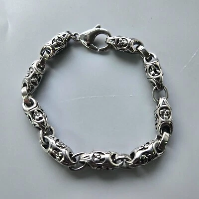 Brazalete/Collar de eslabones Sakura de cadena envejecida y texturizada de acero inoxidable de 24/9" Foto 1 de 4