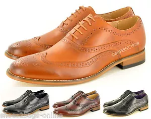 Nuovo Uomo Formale Brogue Pizzo Ufficio Scarpe Pelle Foderato Taglia 6 7 8 9 10 - Bild 1 von 15