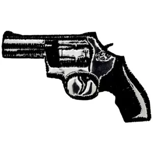 Pistola Revólver Parche Bordado Tela Plateada Arma Militar Ejército Pistola Mano - Imagen 1 de 2