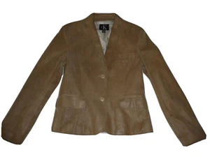 VINTAGE WOMEN'S CALVIN KLEIN GOLD LEATHER BLAZER TOP Jacket COAT UK 6 42 SMALL - Picture 1 of 10