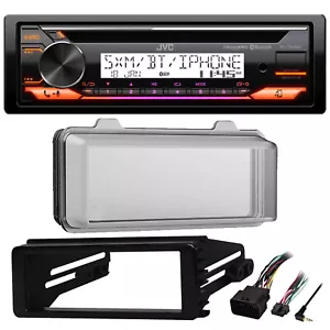 JVC KD-T92MBS Single DIN Marine Bluetooth USB Receiver, Cover,Harley Install Kit - Picture 1 of 5