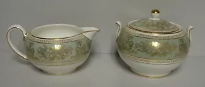 Set zuccheriera cremosa Wedgwood ORO COLUMBIA VERDE SALVIA MIGLIORE - Foto 1 di 2