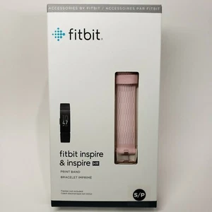 Fitbit Inspire Print Accessory Band, Deco, SMALL #FB169PBWTS PINK & WHITE NEW - Picture 1 of 6