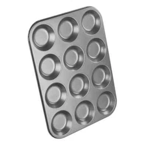 Chef Aid Antihaftbeschichtung flaches Brötchen Cupcake Kuchenbrötchen Backdose 12 Tassen Löcher - Bild 1 von 1