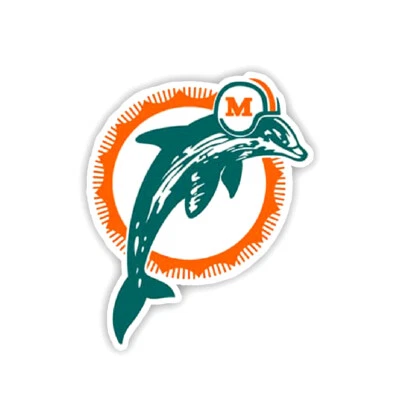 BLACK DIAMOND ART 1980 - 1996 Old Miami Dolphins Logo Retro Vintage Sticker Decal Car NFL football