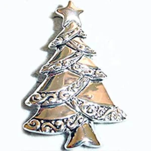 SILBER GRAVIERTE CHRISTBAUM ANSTECKNADEL __ BROSCHE #112_Silberfarben - Bild 1 von 8