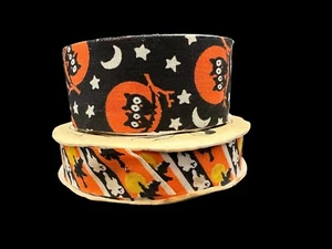 Vintage Stoff Halloween Bastelband 2 Rollen Dead-Stock Hexen Geister Eulen - Bild 1 von 7
