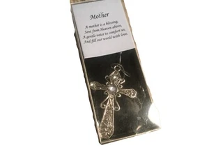 Silver Toned Cross with “Mother” & Rhinestones- Pendant or Ornament - Picture 1 of 4