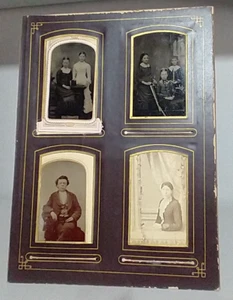 Antike CDV FOTOS LOT 8 (1) Frauen (5) Männer (2) Schwestern Albumseite - Bild 1 von 10