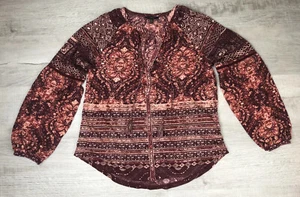 Lucky Brand Women’s Top Hippy Boho Surf Long Sleeve Shirt Women’s Size Medium - Picture 1 of 12