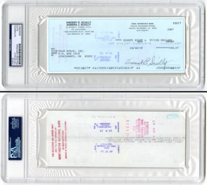 Vin Scully SIGNED ENCAPSULATED Check LA Dodgers Announcer PSA/DNA AUTOGRAPHED - Picture 1 of 1