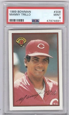 1989 Bowman #308 Manny Trillo PSA 9 - Image 1 of 2
