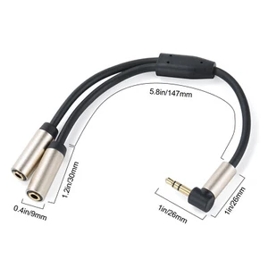 0.5FT 3.5mm 1/8" Male to Dual Female Y Splitter Stereo Audio Adapter Gold - Picture 1 of 6