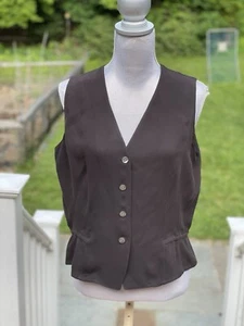 Vintage 90er Emanuel Ungaro Damen braun Seide Knopfleiste Weste Luxus Grundnahrungsmittel, 12 - Bild 1 von 16
