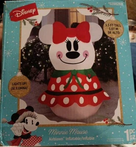 Christmas Disney 3.5 FT LED Minnie Mouse Holiday Airblown Inflatable NEW Snowman - Picture 1 of 5