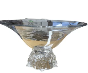 SHANNON CRYSTAL DESIGNS OF IRELAND CRYSTAL CENTERPIECE BOWL W FROSTED ROSES BASE - Picture 1 of 7