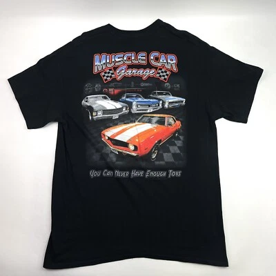 Camiseta de carreras Muscle Car Garage Camaro negra gráfica para hombre talla L Foto 1 de 4