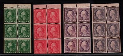 1917-1918 US SC 498E 499E 501b 502b - Booklet Panes of 6, Set of 4, MLH Perf 11 - Image 1 of 3