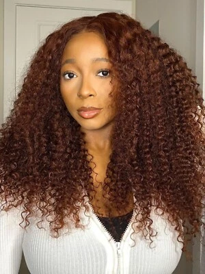 UNICES Paquetes Rizados Peruanos Marrón Rojizo con Cierre de Encaje Tejido de Cabello Humano EE. UU. Foto 1 de 4