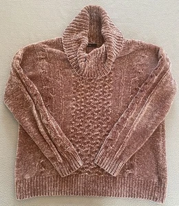GEORGE JUMPER SZ SMALL CHENILLE PINK CHUNKY KNIT CABLE WOMEN SEE DETAILS - Picture 1 of 10