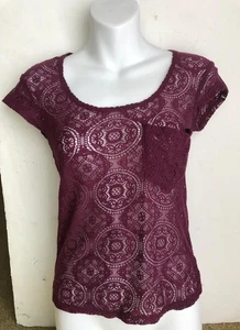 Urban Outfitters Kimchi Blue Blouse Lace Top -Maroon Color Size XS - Picture 1 of 6
