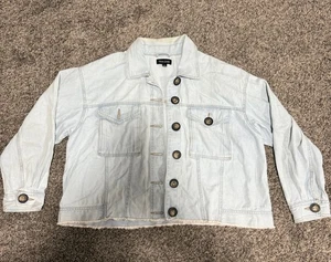 NEW LOOK Women's 1X Denim Jean Jacket Distressed Light Wash Boyfriend Jacket - Picture 1 of 9