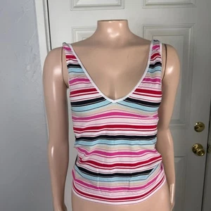 Camiseta sin mangas vintage Y2k Body de Victoria's Secret grande a rayas nailon bebé II29 - Imagen 1 de 6