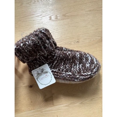 NWT* Anthropologie Lemon Slipper Socks Cozy Knit Cabin Lounge Fur Lined S/M 5-7 - Image 1 of 4