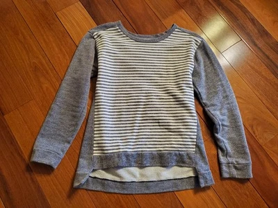 Bobbie Brooks Size Large Navy Blue Grey Strioed Long Sleeve Pullover Shirt - Image 1 of 4