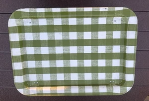 Vintage Metall TV Schoß Tablett groß grün weiß kariert MCM 60er 70er Deko klappbar - Bild 1 von 5
