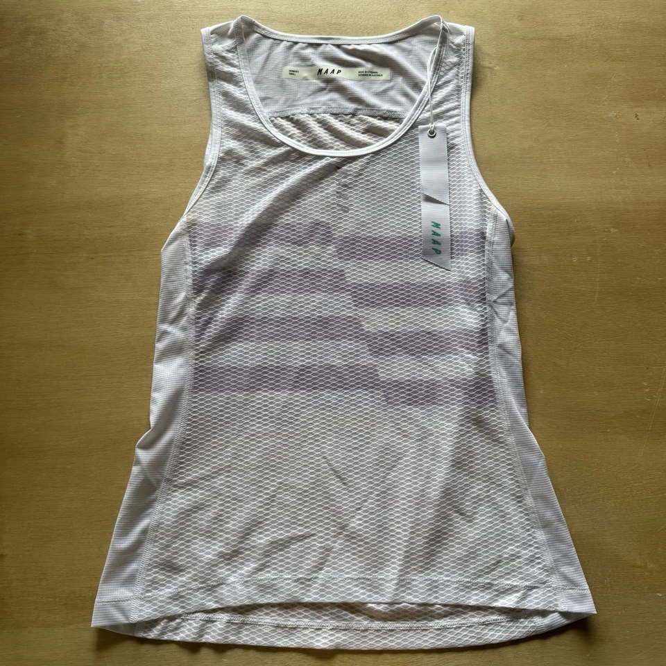 Camiseta sin mangas ligera MAAP Emblem Team para mujer capa base blanca pequeña S Foto 1 de 4