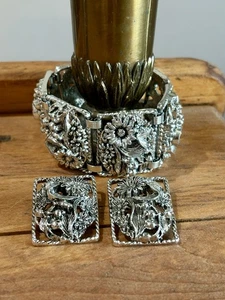 Conjunto de pulsera y pendientes de clip vintage de jardín antiguo de Sarah Coventry - Imagen 1 de 7