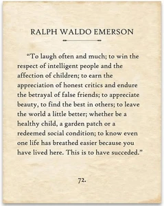 Ralph Waldo Emerson - To Laugh Often and Much - 11x14 Unframed - Picture 1 of 8