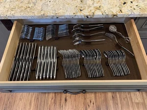 Silverware Drawer Lining Kit in Brown - Holds 90 Pieces - Picture 1 of 2