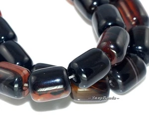 MULTITONAL AGATE GEMSTONE BARREL LOOSE BEADS 7.8inch - Picture 1 of 3