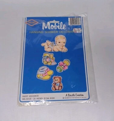 Vintage 1981 Beistle Co. Paper Mobile Baby Shower Decor Hanging Decoration - Image 1 of 4
