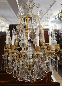 ~19thc French Louis XV Versailles Bronze & Crystal Chandelier attrib. Baccarat~ - Picture 1 of 12
