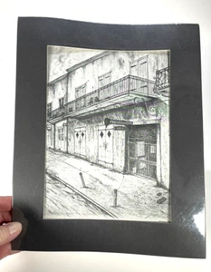 Vintage "St. Peter Street" New Orleans Pencil Sketch Art Print Archie Boyd 1972 - Picture 1 of 8