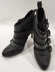 Coach Tessie Womens Ankle Boots 9.5B Black Leather Pointed Toe Stiletto Heels - Picture 1 of 14