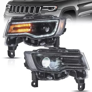 Pair For Jeep Grand Cherokee 2014-2022 LED Headlights W/Blue DRL Animation - Picture 1 of 13