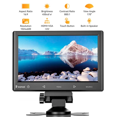 7-Zoll Gaming Monitor IPS-Bildschirm AV VGA HDMI Auto-Rückmonitor für DVD VCD PC - Bild 1 von 4