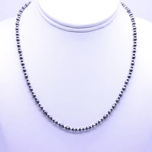 Collar de perlas navajo de 3 mm y 4 mm, cuentas de plata de ley, gargantilla moderna con capas - Imagen 1 de 10