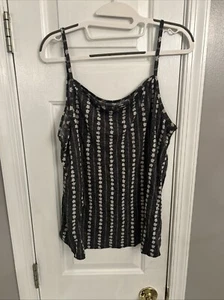 Sonoma Womens Tank Top XL Multicolored Gray White Stripe Spaghetti Straps - Picture 1 of 15