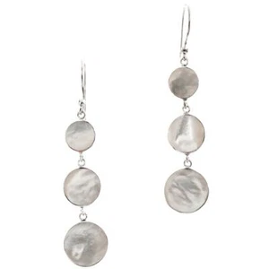 925 Sterling Silver White Mother Of Pearl Shell Drop Earrings, 1 5/8" - Picture 1 of 2