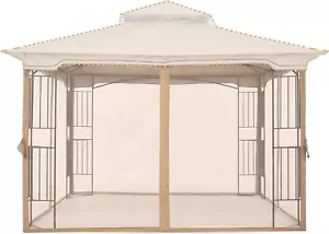 MASTERCANOPY Patio Gazebo Mosquito Netting Screen Walls ONLY (10X10, Beige) - Picture 1 of 12