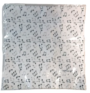 Loop Scarf Sciarpa 25x50cm Bianca con Note Nere Tema Musicale Regalo Poliestere - Picture 1 of 5