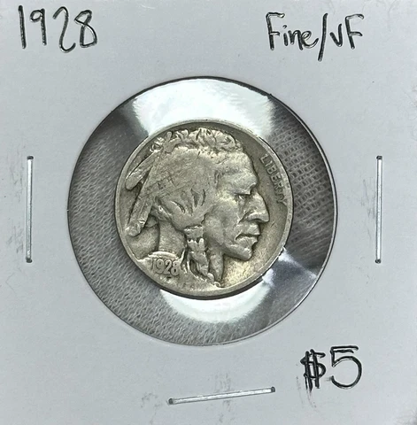 1928 P Buffalo Nickel Fine/VF -Strong Coin Cover