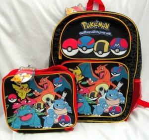 Pokemon Pikachu + Friends 16" Black Backpack with Pokemon matching Lunchbox-New! - Picture 1 of 6