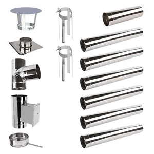 Edelstahlschornstein Kamin Sanierung Bausatz Ofen Abgas Rohr Set EW 130 150 V2A - Bild 1 von 12